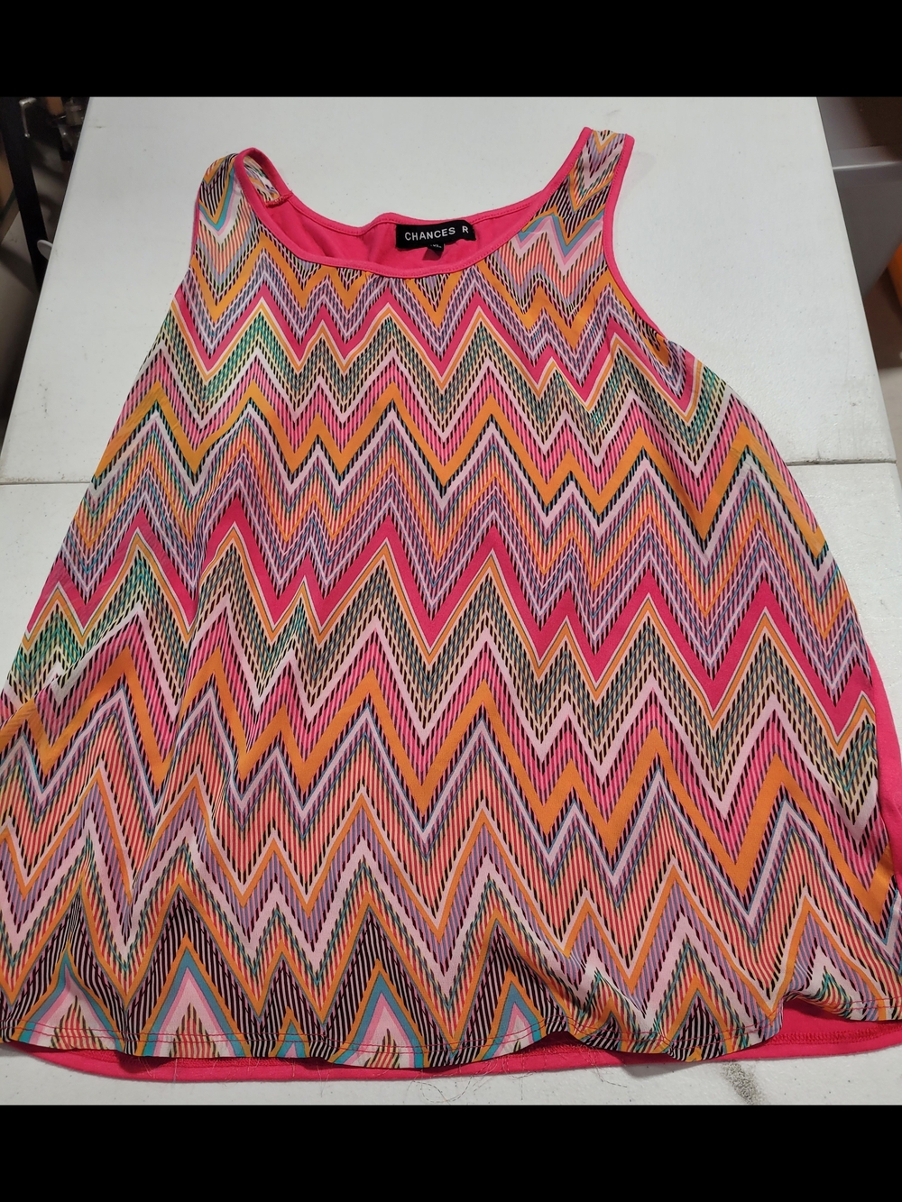 Chances R Chevron Tank Top in Pink Multi